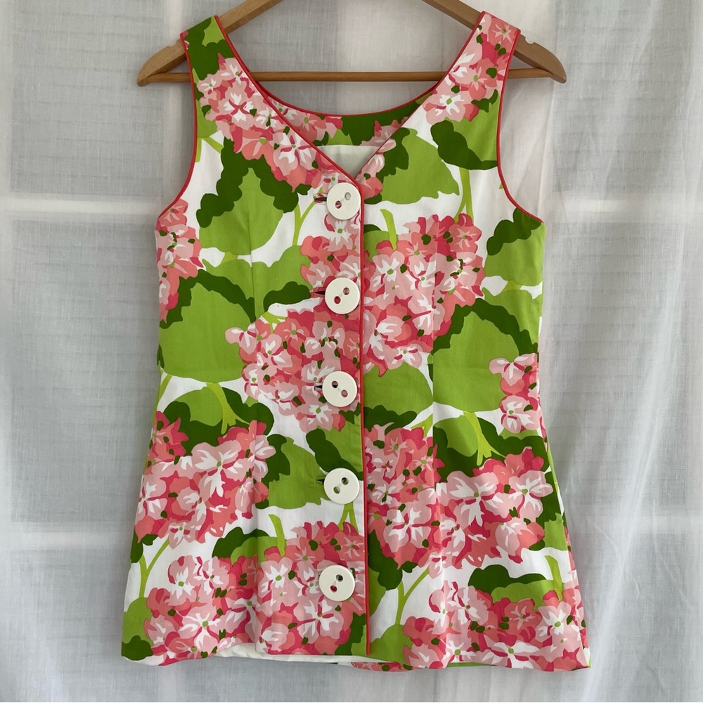 Elizabeth McKay Green and Pink Floral Sleeveless Top - Picture 3 of 7